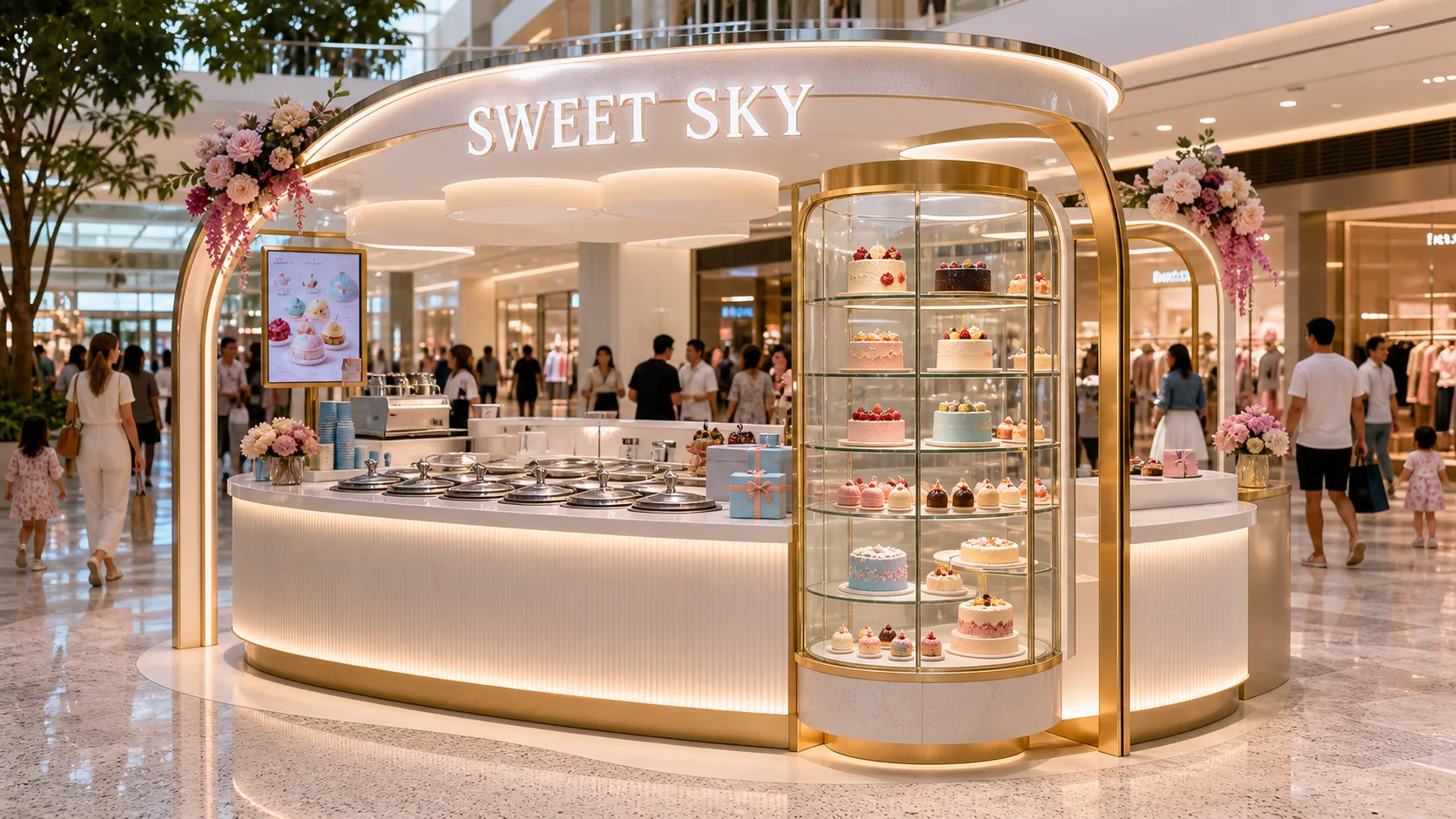 Concept design for a premium Sweet Sky kiosk in a shopping centre